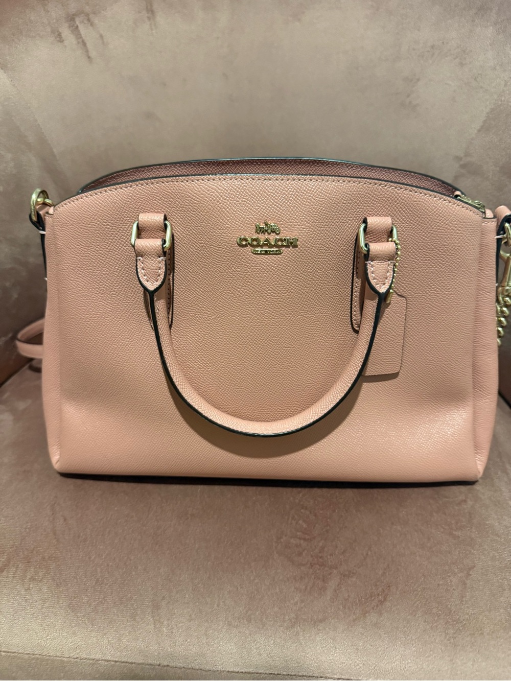 Coach Pebbled Leather Satchel in Dusty Rose